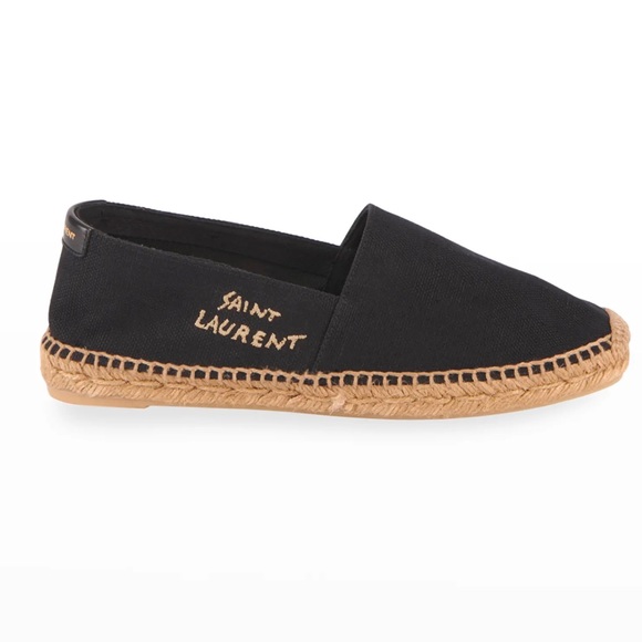 SAINT LAURENT Signature Canvas Flat Espadrilles SZ 38 - Picture 1 of 3